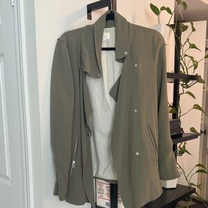 Aritiza WILFRED Maury jacket drape olive green size S MOTO OVERSIZED